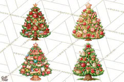 Multi Themed Christmas Trees Clipart PNG Product Image 1