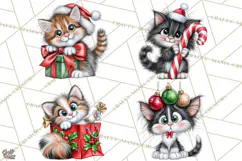 Christmas Cat Clipart PNG, Funny Kitten Christmas Product Image 1