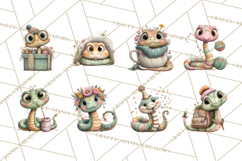 Cute Snake Clipart Pastel Reptile PNG Product Image 7