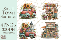 Small Town Summer Clipart PNG Scenes Product Image 1