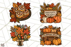 Cozy Fall Clipart PNG Autumn Harvest Illustrations Product Image 1