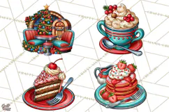 Christmas Retro Diner Clipart PNG 1950s Holiday Food & Decor Product Image 1