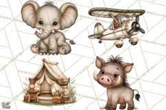 Safari Clipart African Animals Watercolor PNG Product Image 1