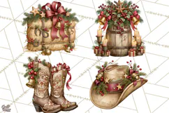 Western Christmas Clipart PNG, Cowboy Christmas, Rustic Product Image 1