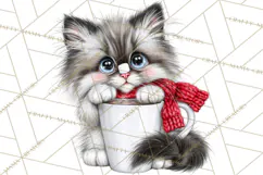 Christmas Cat Clipart PNG, Funny Kitten Christmas Product Image 3