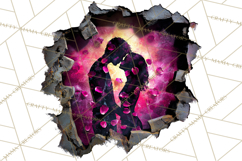 Romantic Couple Silhouettes, Rose Cutout PNG, Surreal Love Product Image 2