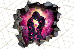 Romantic Couple Silhouettes, Rose Cutout PNG, Surreal Love Product Image 2