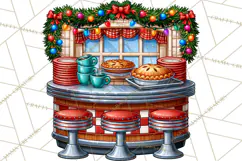 Christmas Retro Diner Clipart PNG 1950s Holiday Food & Decor Product Image 2
