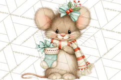 Christmas Mouse Clipart, Pastel Holiday Mice PNG, Nursery Product Image 3