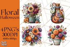 Halloween Floral Clipart PNG Spooky Flowers Images Product Image 1