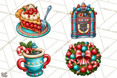 Christmas Retro Diner Clipart PNG 1950s Holiday Food & Decor Product Image 1