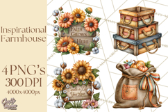 Inspirational Farmhouse Sunflower Clipart PNG Product Image 1