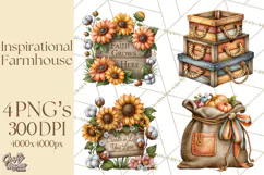 Inspirational Farmhouse Sunflower Clipart PNG Product Image 1