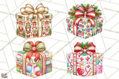 Multi Christmas Gifts Clipart PNG, Themed Wrapped Presents Product Image 1