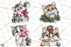 Christmas Cat Clipart PNG, Funny Kitten Christmas Product Image 1