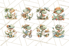 Cute Summer Dinosaur Clipart Sweet Treat Dino PNG Product Image 8