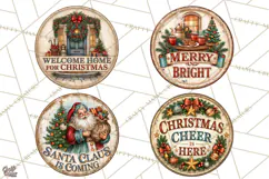 Mid Century Christmas Vintage Signs | Round Door Sign Design Product Image 1