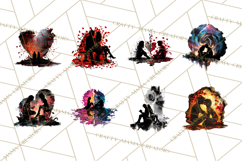 Romantic Couple Silhouettes, Rose Cutout PNG, Surreal Love Product Image 8