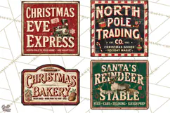Vintage Christmas Signs Clipart PNG Product Image 1
