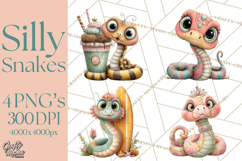 Cute Snake Clipart Pastel Reptile PNG Product Image 1