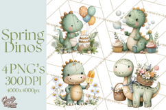 Cute Summer Dinosaur Clipart Sweet Treat Dino PNG Product Image 1