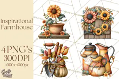 Inspirational Farmhouse Sunflower Clipart PNG Product Image 1