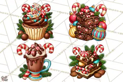 Cocoa Christmas Clipart, Chocolate Coffee Holiday PNG Product Image 1