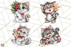 Christmas Cat Clipart PNG, Funny Kitten Christmas Product Image 1