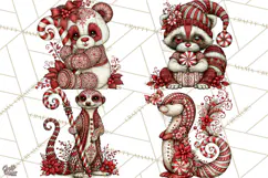 Whimsical Peppermint Animal PNG Christmas Clipart Product Image 1