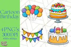 Birthday Party Clipart PNG Graphics, Birthday PNG Product Image 1