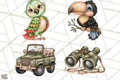 Safari Clipart African Animals Watercolor PNG Product Image 1