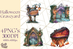 Halloween Graveyard Clipart PNG Product Image 1