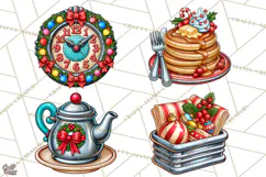 Christmas Retro Diner Clipart PNG 1950s Holiday Food & Decor Product Image 1