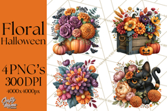 Halloween Floral Clipart PNG Spooky Flowers Images Product Image 1