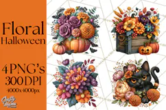 Halloween Floral Clipart PNG Spooky Flowers Images Product Image 1