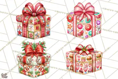 Multi Christmas Gifts Clipart PNG, Themed Wrapped Presents Product Image 1