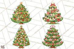 Multi Themed Christmas Trees Clipart PNG Product Image 1