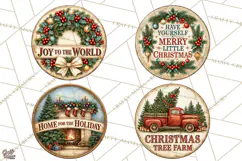 Mid Century Christmas Vintage Signs | Round Door Sign Design Product Image 1