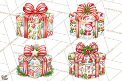 Multi Christmas Gifts Clipart PNG, Themed Wrapped Presents Product Image 1