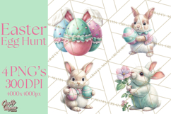 Easter Egg Hunt Clipart, Easter PNG, Sublimation Designs Product Image 1