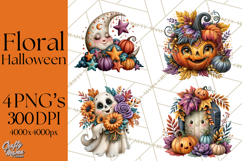 Halloween Floral Clipart PNG Spooky Flowers Images Product Image 1