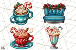 Christmas Retro Diner Clipart PNG 1950s Holiday Food & Decor Product Image 1