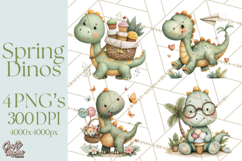 Cute Summer Dinosaur Clipart Sweet Treat Dino PNG Product Image 1