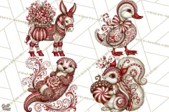 Whimsical Peppermint Animal PNG Christmas Clipart Product Image 1