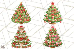 Multi Themed Christmas Trees Clipart PNG Product Image 1