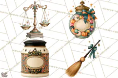 Vintage Witch Apothecary Clipart PNG, Halloween Magic Product Image 1
