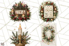 Christmas Mahjong Clipart, Holiday Mahjong Tiles PNG Product Image 1