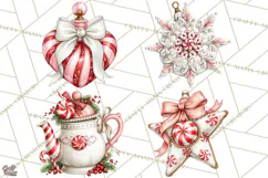 Peppermint Christmas Treasures Clipart PNG, Candy Cane Product Image 1