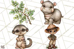 Safari Clipart African Animals Watercolor PNG Product Image 1