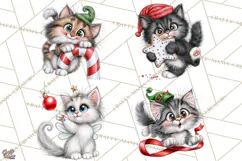 Christmas Cat Clipart PNG, Funny Kitten Christmas Product Image 1